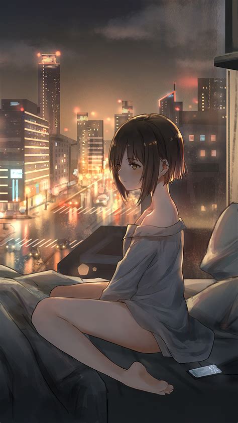 1080x1920 Anime Girl City Lights 4k Iphone 7,6s,6 Plus, Pixel xl ,One ...