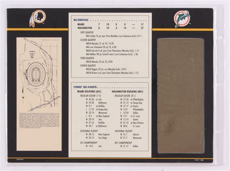 Commemorative Super Bowl XVII Score Card With Gold Ticket | Pristine ...