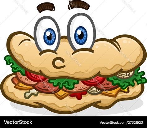 Submarine sandwich cartoon character Royalty Free Vector