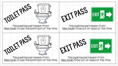 Exit / Toilet Pass | Teaching Resources