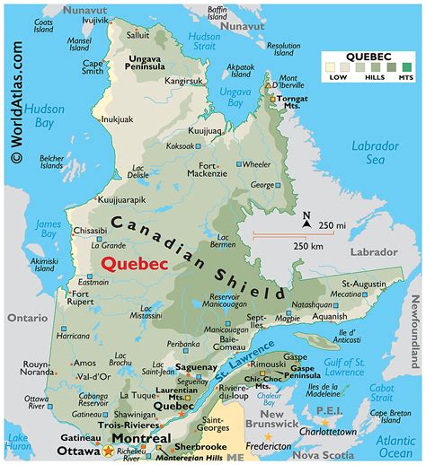 Quebec Elevation Map