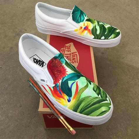 Custom Painted Tropical Slip On Vans – B Street Shoes