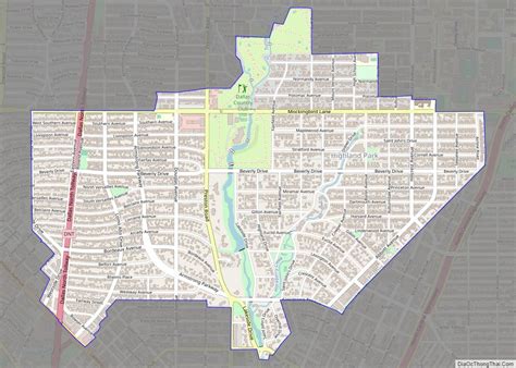 Map of Highland Park town, Texas - Thong Thai Real