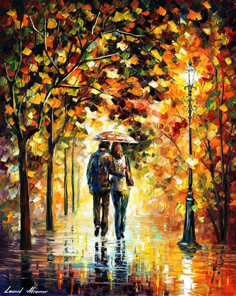 AUTUMN WALK — PALETTE KNIFE Oil Painting On Canvas By Leonid Afremov ...