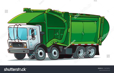 Garbage Truck Cartoon Illustration Isolated On Stock Vector (Royalty ...