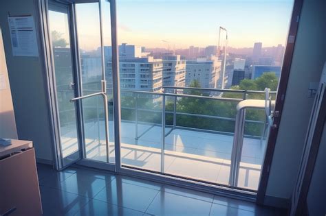 Premium AI Image | A balcony with a view of a city in the background