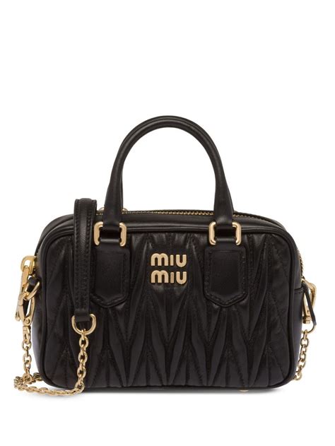 Miu Miu Matelassé Nappa Leather Top-handle Mini-bag In Black | ModeSens