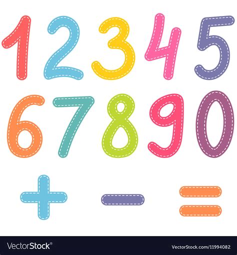 Numbers from zero to nine and math symbols Vector Image