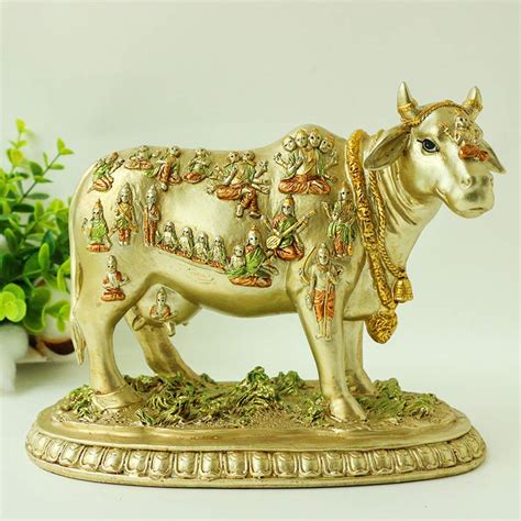 Buy Hindu God Nandi Statue - Hinduism Sacred Cow Figurine for Home Puja ...