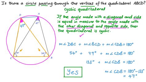 Question Video: Using the Properties of Cyclic Quadrilaterals to Solve ...