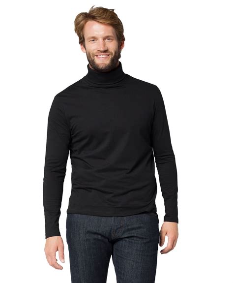 MENS JERSEY TURTLE NECK PLAIN COTTON TOP LONG SLEEVE STRETCHY T-SHIRT ...