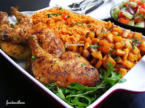 Food and lens: Jollof Rice With Grilled Chicken And Fried Plantain.