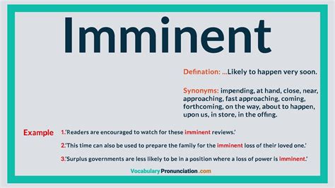 How to Pronounce IMMINENT l Definition and Synonyms of IMMINENT by ...