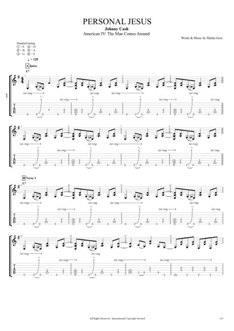 Personal Jesus Tab by Johnny Cash (Guitar Pro) - Full Score | mySongBook