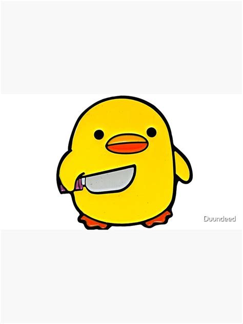 a yellow bird with a knife in it's mouth and its eyes closed, on a ...