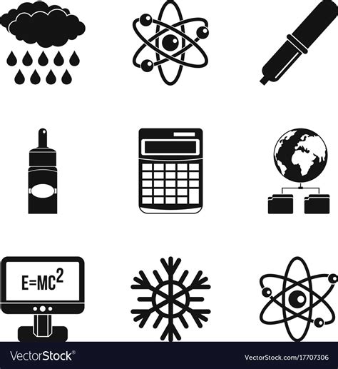 Physical phenomenon icons set simple style Vector Image