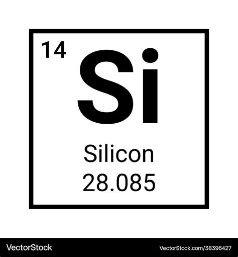 Silicon chemical periodic element sign Royalty Free Vector