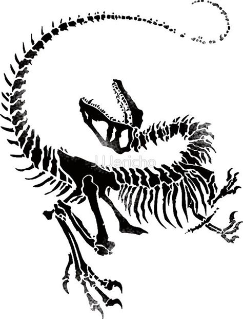 "Velociraptor Skeleton Print" Sticker for Sale by JJJericho | Dinosaur ...