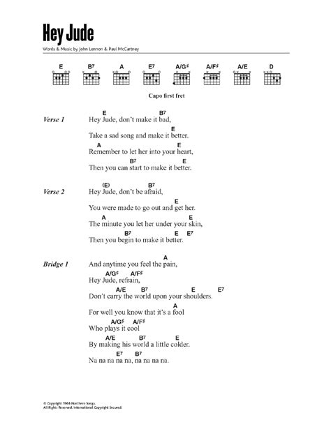 Hey Jude Lyrics Printable - Printable Word Searches