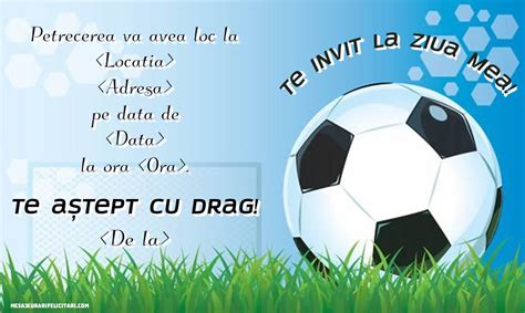 Invitație cu fotbal pentru baieti - Invitații la Ziua de nastere copii ...