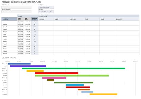 Excel Project Calendar Template