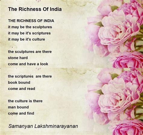 The Richness Of India Poem by Samanyan Lakshminarayanan - Poem Hunter