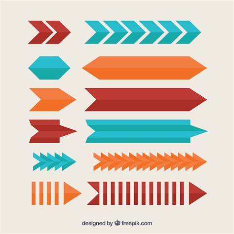 Free Vector | Set of colorful arrows to mark in flat style