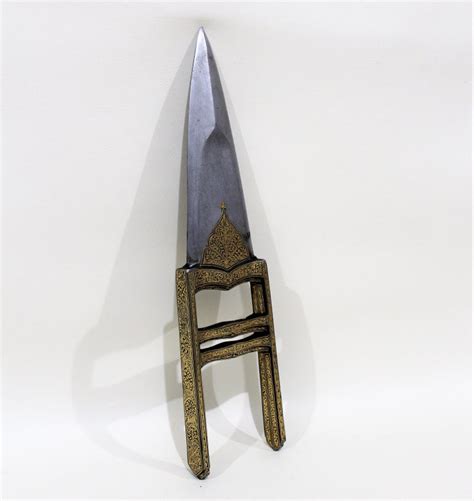 Antique Double Katar Dagger with Sheath featuring Gold Damascene ...