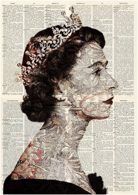 Lillibet Flowers Pattern MiX - Queen Elizabeth II Portrait Mixed Media ...