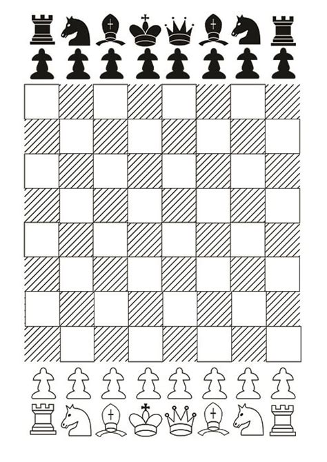 Chess Board with Chess Pieces Printable Template | Free Printable ...