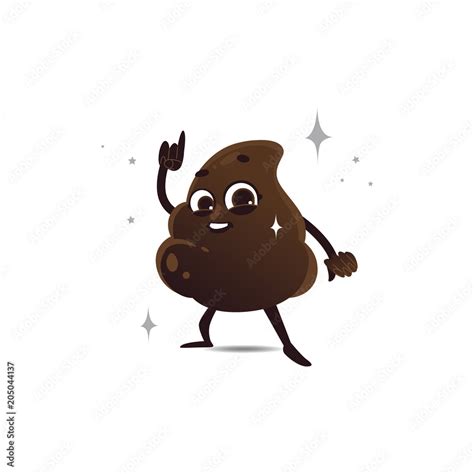 Cheerfu brown poop character with legs and arms dancing with happy ...