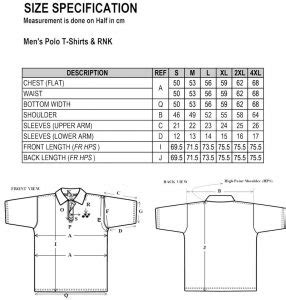 Men’s Polo T-shirt size chart - Singapore National Paralympic Council