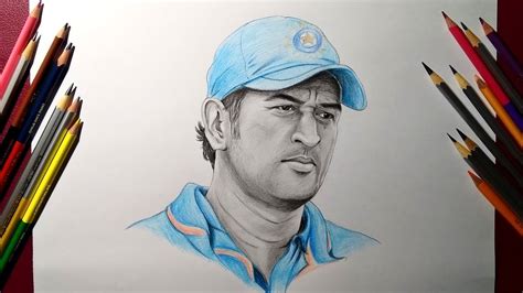 How to draw MS Dhoni face for beginners - YouTube