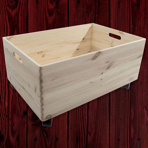 Extra Large Wooden Pine Crate Open Storage Box on Wheels Unpainted ...