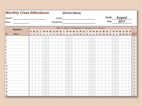 Student attendance tracker excel template - honlodge