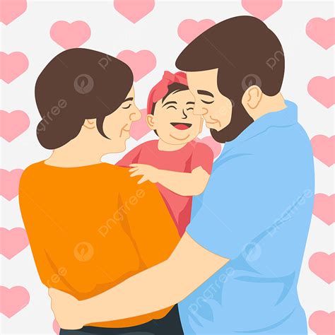 Loving Family Clipart Hd PNG, Happy Family With Love Pattern Background ...