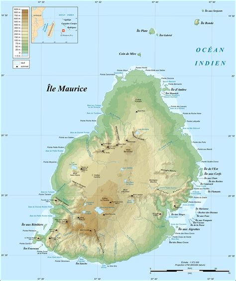 Large detailed physical map of Mauritius. Mauritius large detailed ...