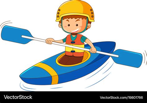 Boy in blue canoe Royalty Free Vector Image - VectorStock