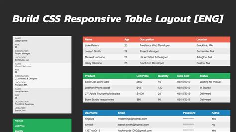 Build CSS Responsive Table Layout [ENG] - YouTube