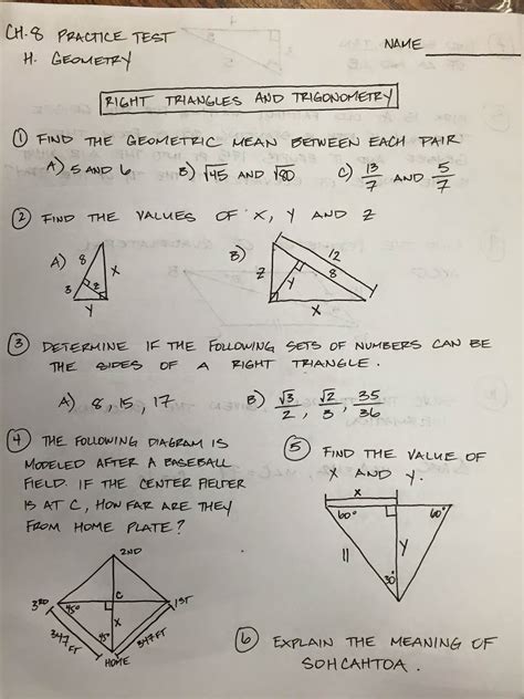 Honors Geometry - Vintage High School: Chapter 8 Practice Test