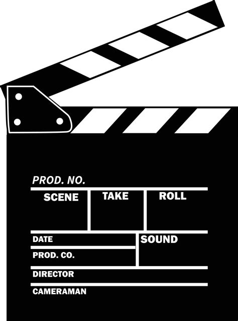 black and white movie slate clipart on white background. clapperboard ...