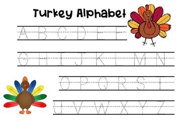 Turkey Alphabet Tracing by CHRISTA ORBAN | Teachers Pay Teachers