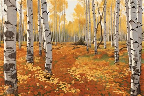 Premium AI Image | Birch grove in autumn