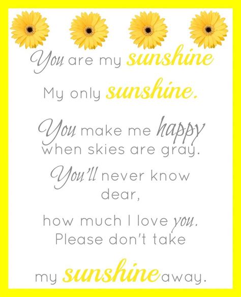 You Are My Sunshine Printable | Sunshine printable, Sunshine quotes ...