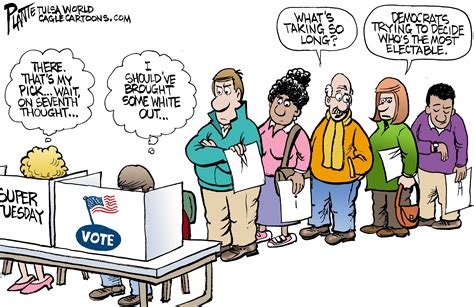 Political Cartoon U.S. Super Tuesday democrats confused voting line ...