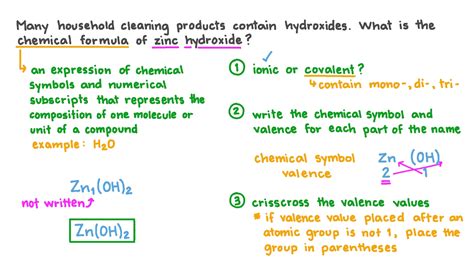 Question Video: Determining the Chemical Formula of Zinc Hydroxide | Nagwa