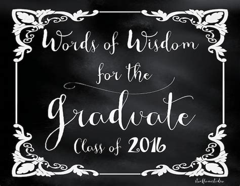 Printable Words of Wisdom for Graduate black by StockLaneStudio