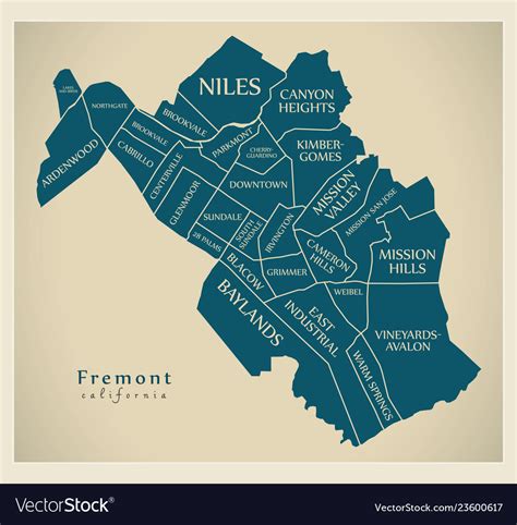 Modern city map - fremont california city Vector Image