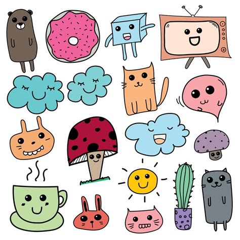 Hand Drawn Doodle Kawaii Clipart Doodle Clipart For Kids | Etsy