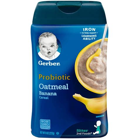 Gerber Oatmeal Baby Cereal, Banana, 8 oz Canister - Walmart.com ...